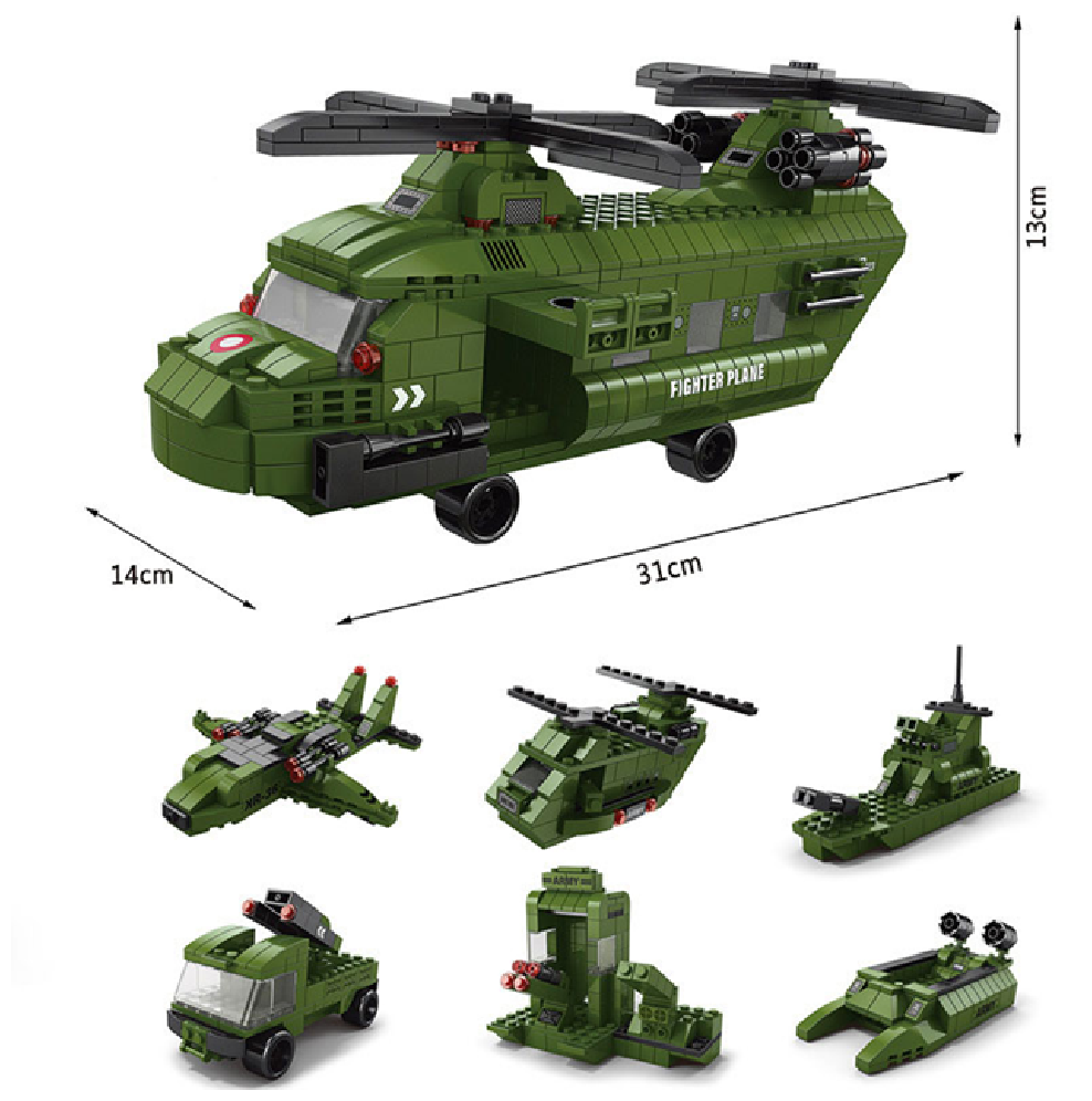 Arma Todo Bloques Para Armar 1000 Pcs Helicóptero Ejercito