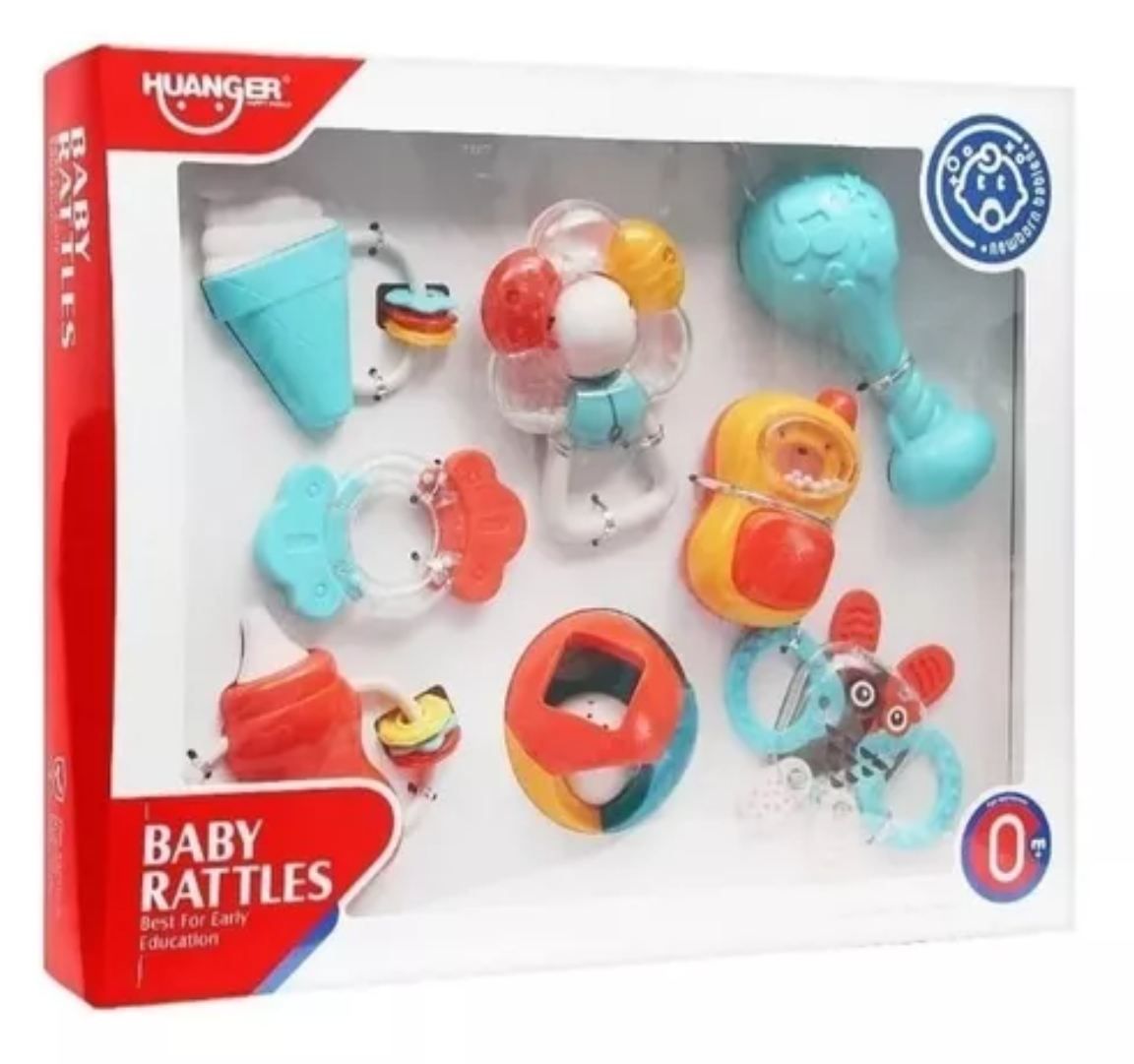 Set De Sonajeros Y Mordedores Para Bebé 8 Pcs Estimulación