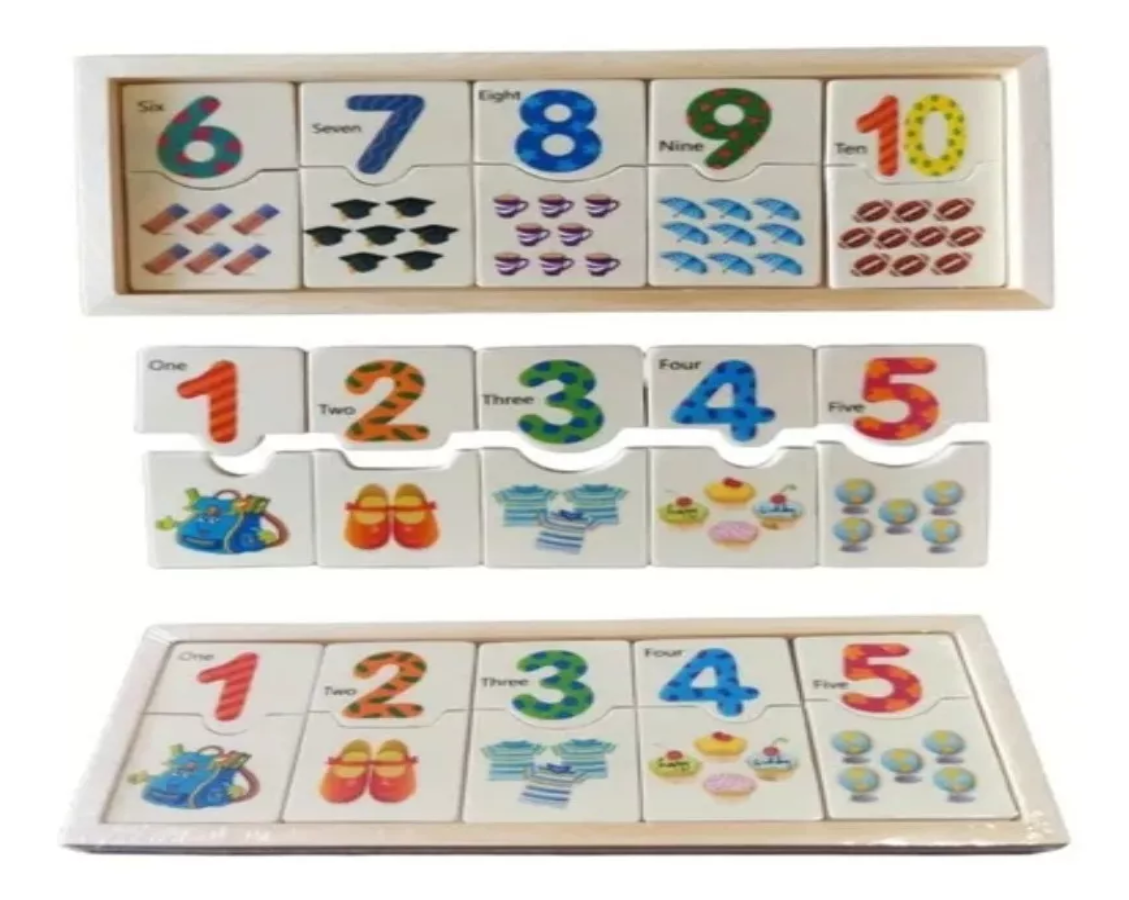 Juego Infantil De Números Estilo Rompecabezas En Madera