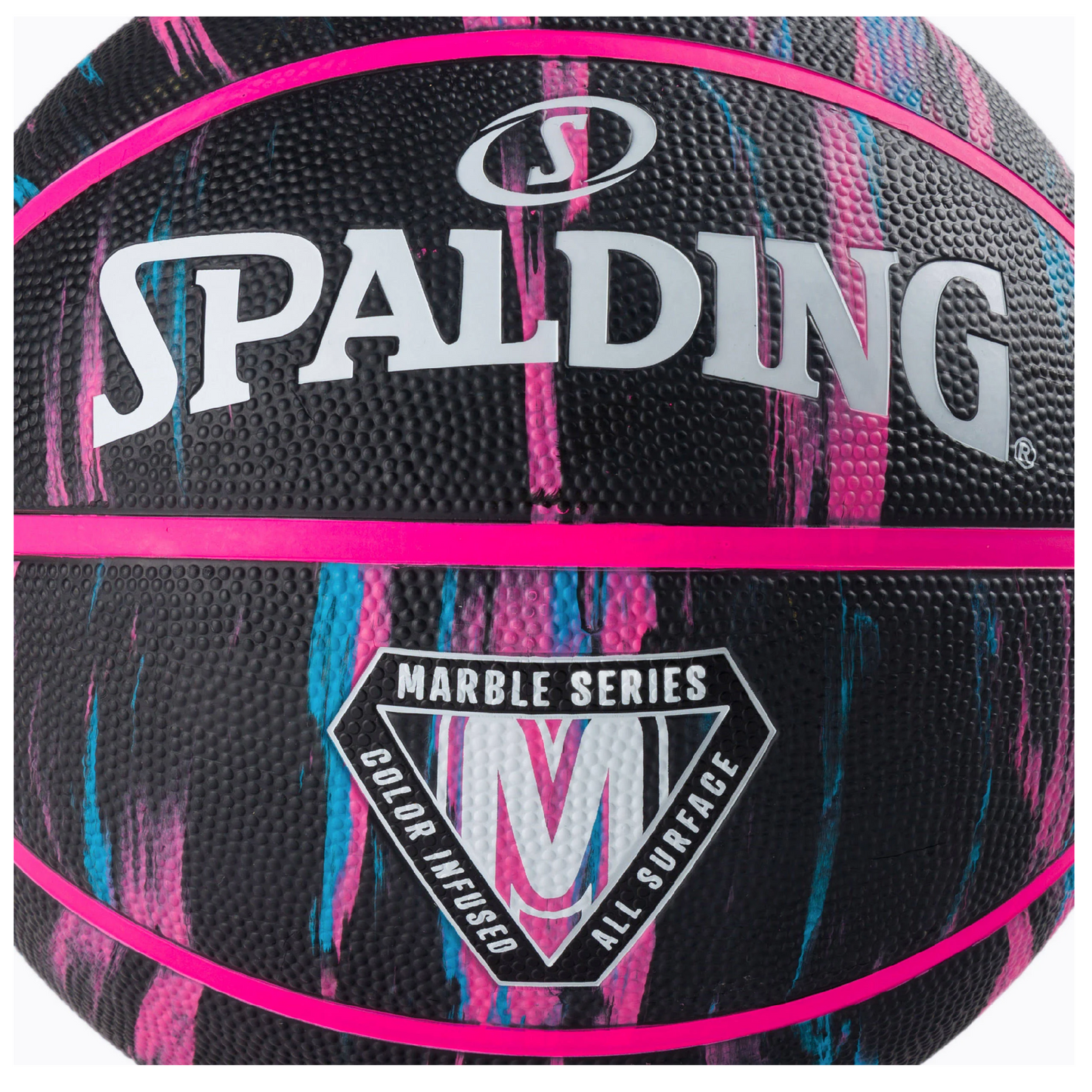 Balón Baloncesto Spalding Marble Series #6 Negro Rosa