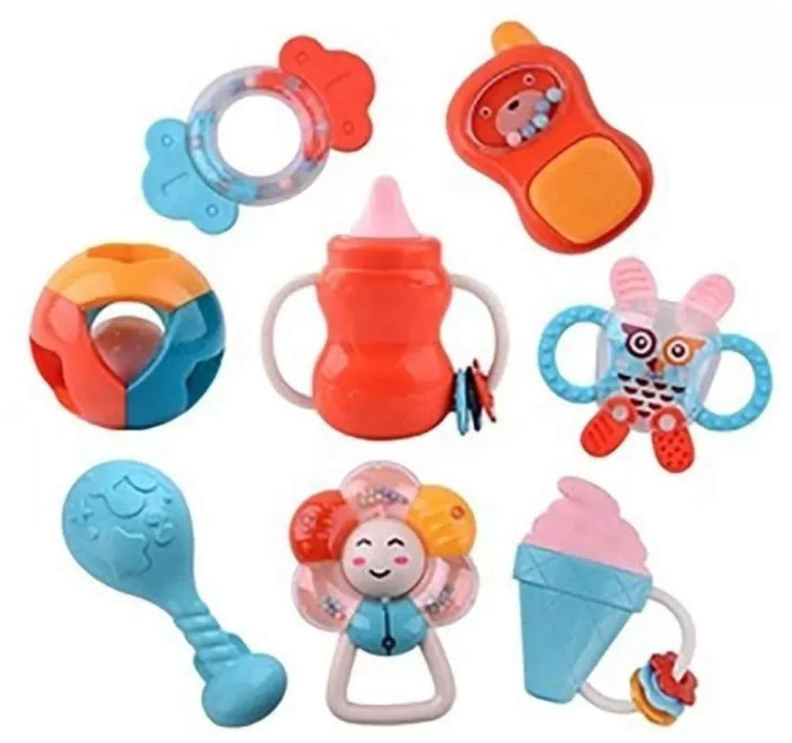 Set De Sonajeros Y Mordedores Para Bebé 8 Pcs Estimulación
