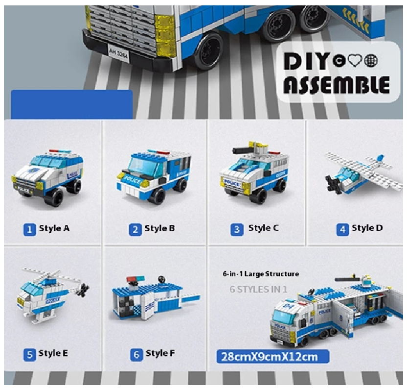 Arma Todo Bloques Para Armar 1000 Pcs Camión Policía