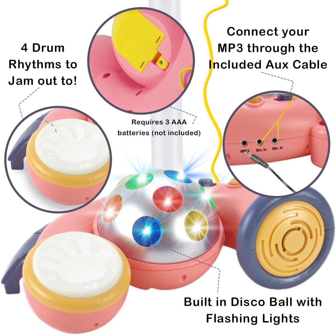 Micrófono Infantil Karaoke Con Base Mp3 Conector Celular