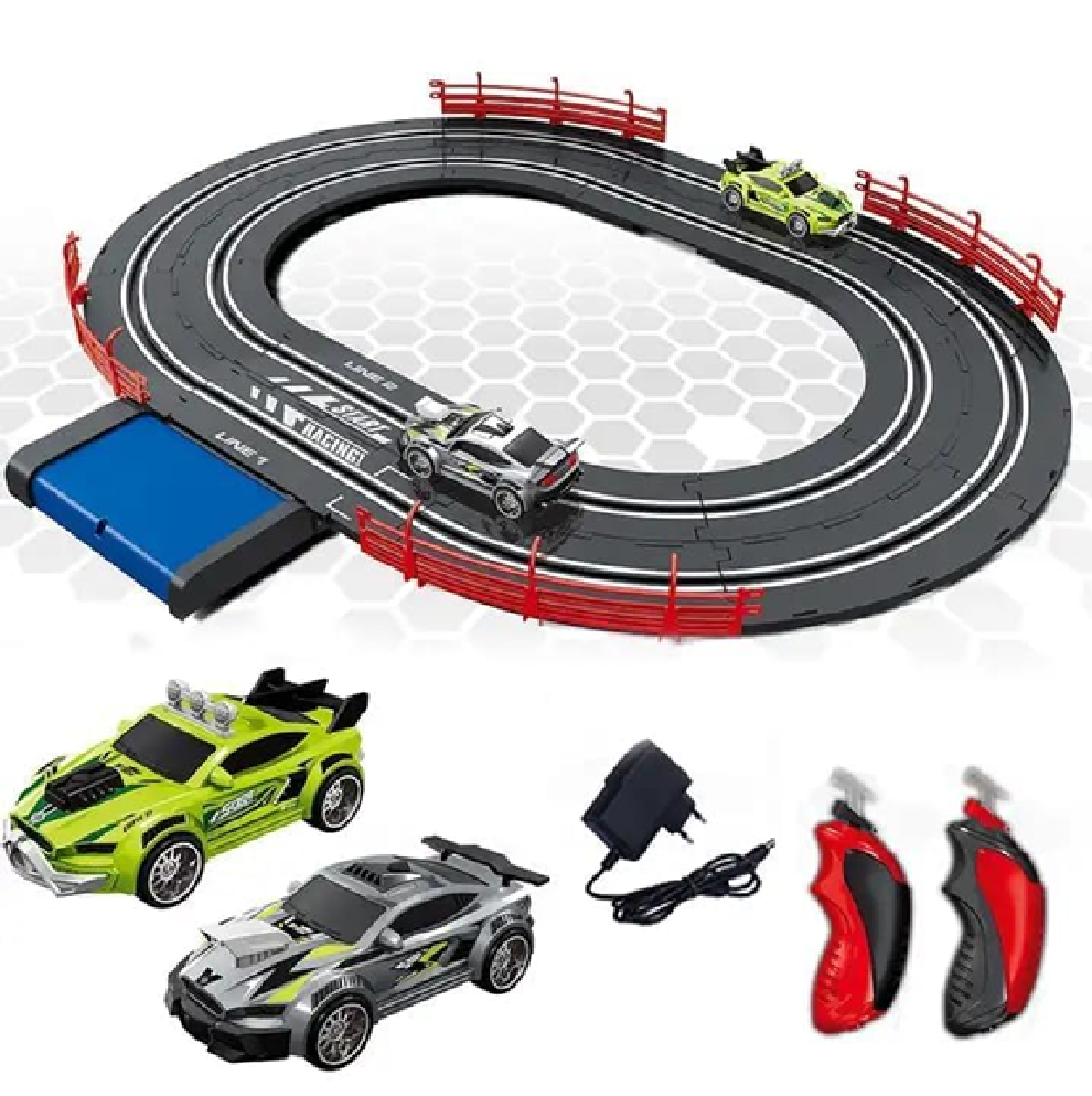 Pista De Carreras Eléctrica Topturbe 2 Carros 180 Cm
