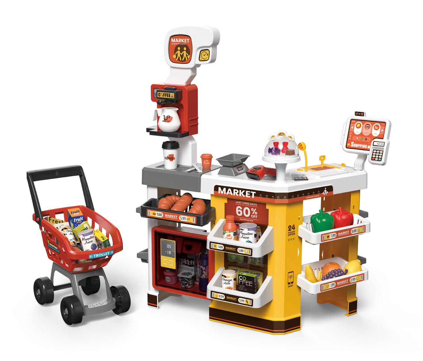 Supermercado Infantil 65 Pcs Con Carrito De Mercado