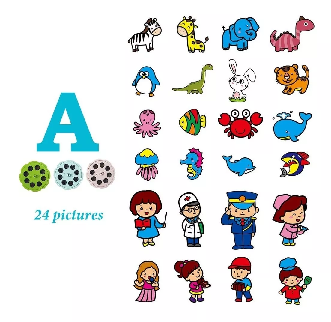 Lampara - Linterna Infantil + Proyector De Figuras