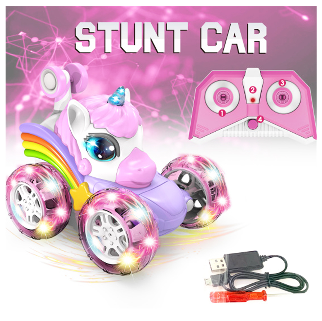 Carro A Control Remoto Para Niña Unicornio Multicolor