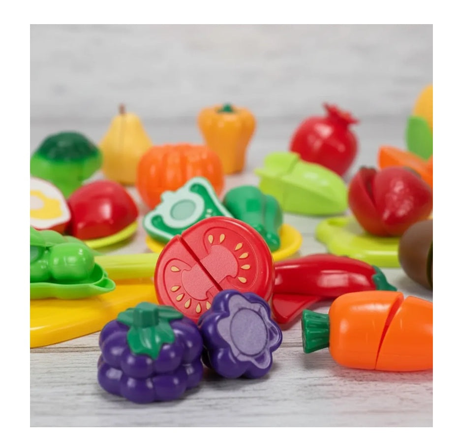 Canasta Infantil Grande + Frutas Con Velcro + 33 Pcs