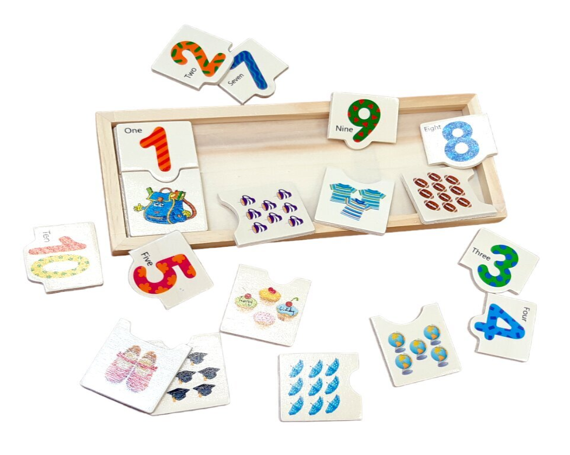 Juego Infantil De Números Estilo Rompecabezas En Madera