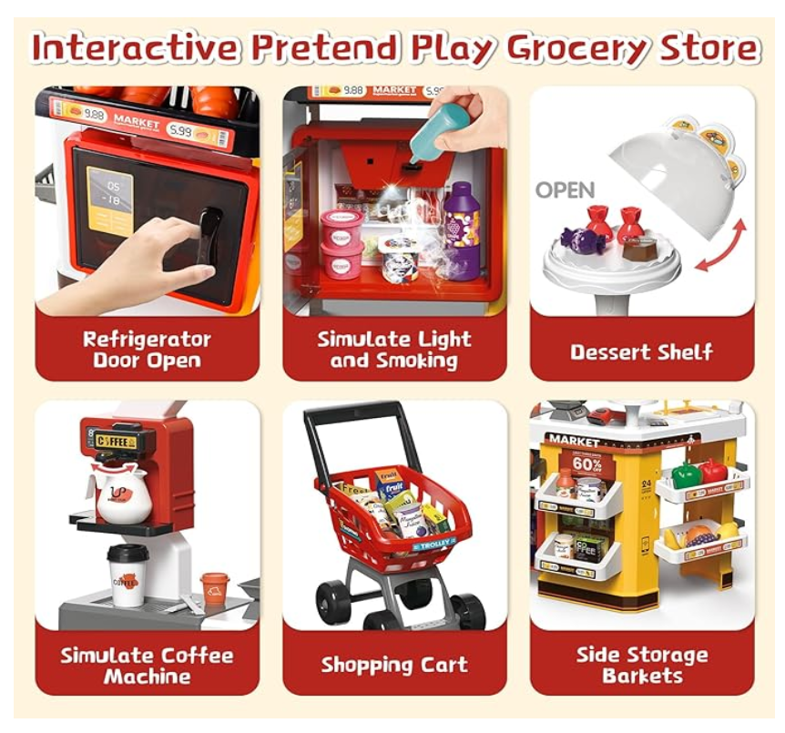 Supermercado Infantil 65 Pcs Con Carrito De Mercado
