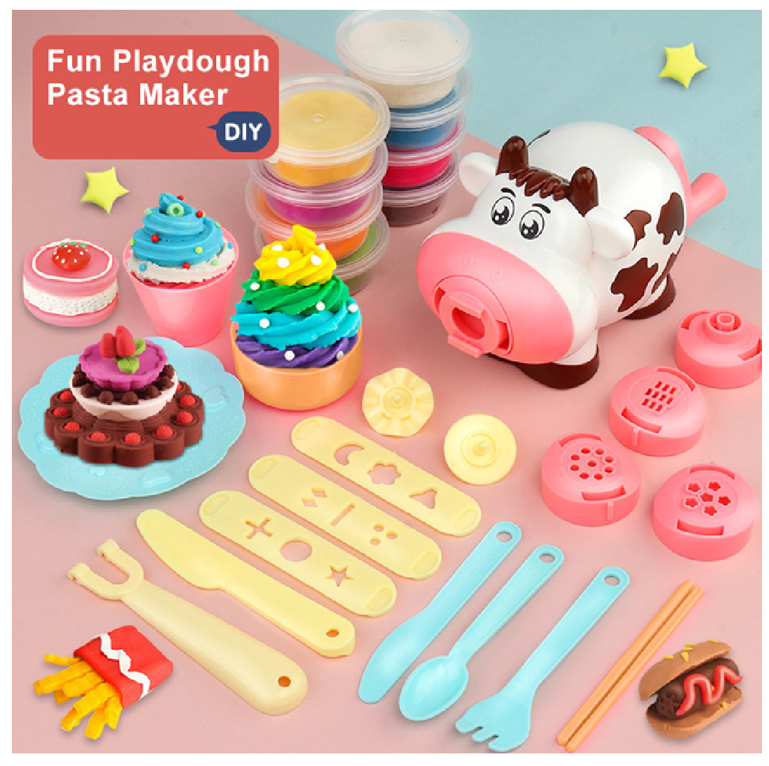 Juego De Plastilinas Moldeables 8 Colores + Accesorios