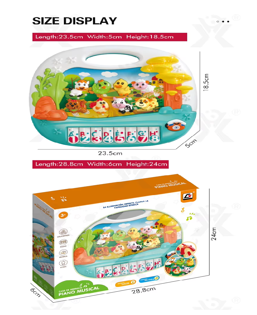 Piano Infantil Sonidos Forma De Granja Luces + Sonidos