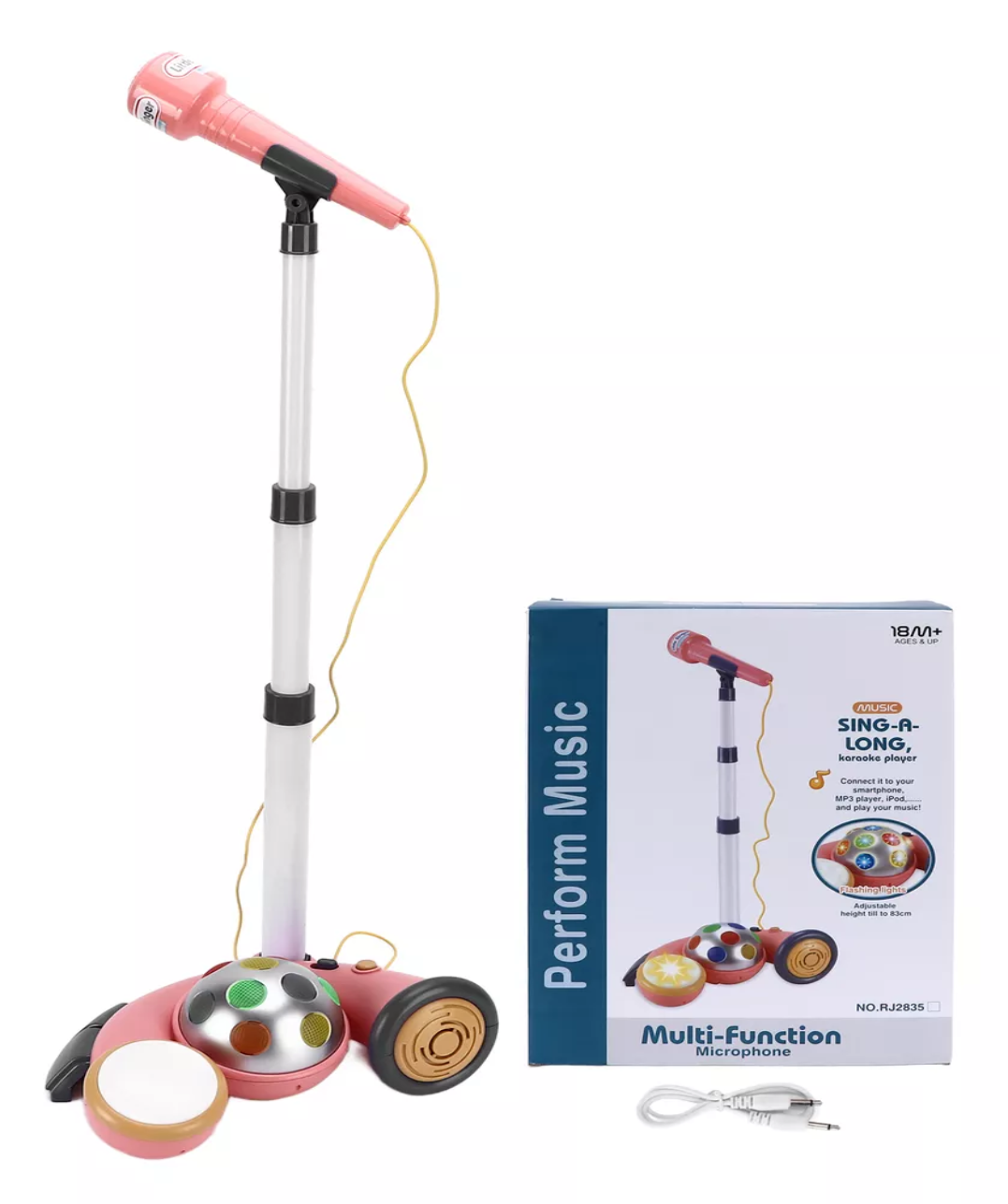 Micrófono Infantil Karaoke Con Base Mp3 Conector Celular