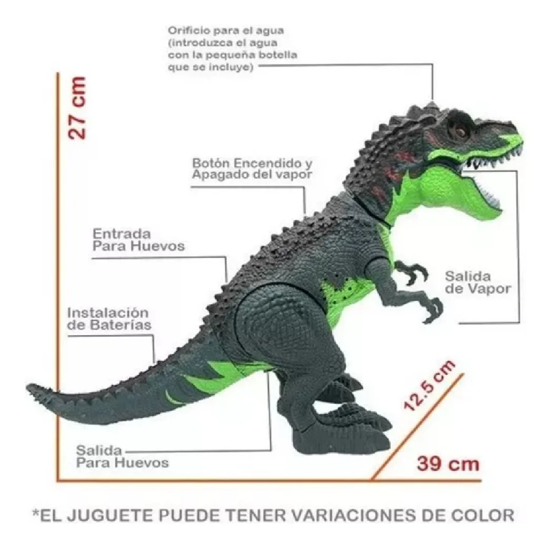 Dinosaurio Pone Huevos Vapor + Luces + Sonido Y Movimiento