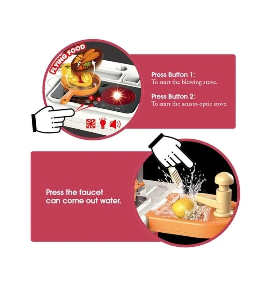 Cocina Infantil Portatil Luz + Sonido + Función Real De Agua