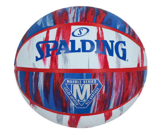 Balón Baloncesto Spalding Marble Series #7 Blanco azul rojo