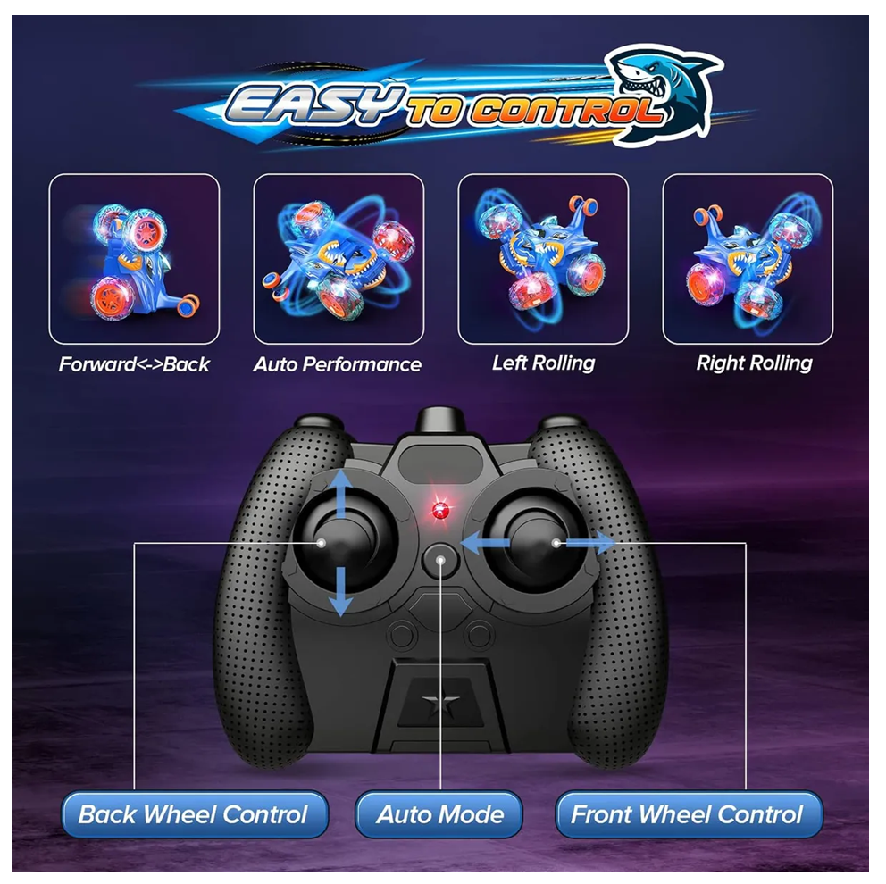 Carro Loco A Control Remoto Tiburón Giros 360°