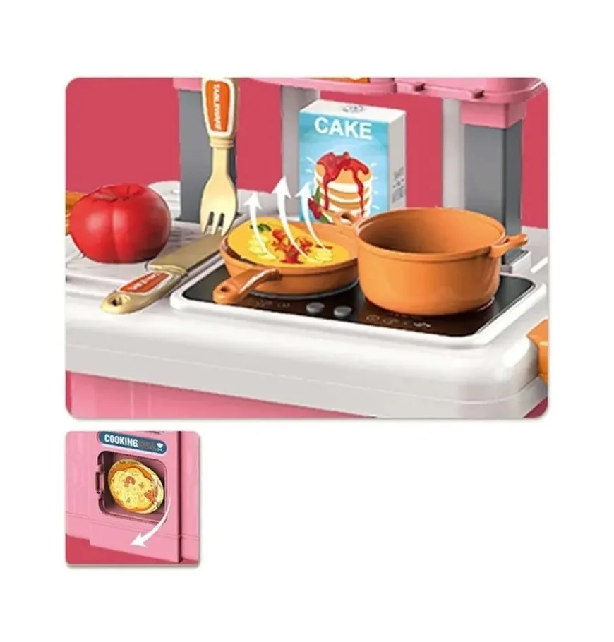 Cocina Infantil Portatil Luz + Sonido + Función Real De Agua