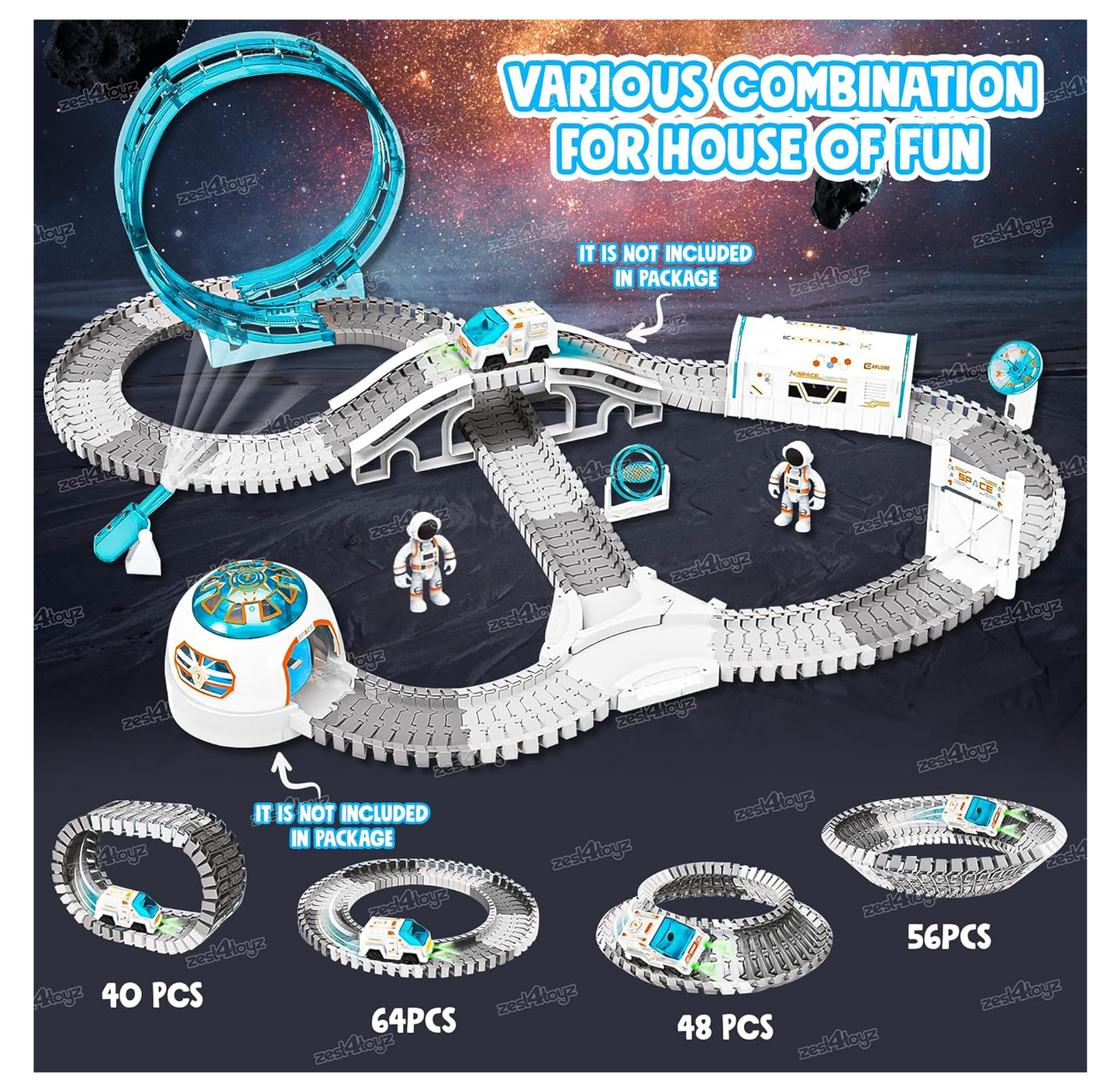 Pista De Naves Tipo Astronauta 204 Pcs Reta La Gravedad