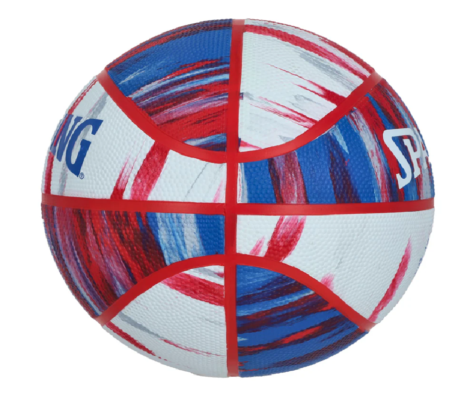 Balón Baloncesto Spalding Marble Series #7 Blanco azul rojo