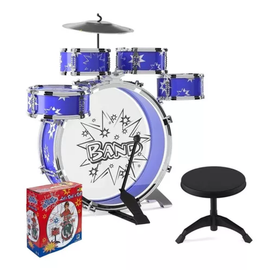Set Batería Musical 5 Tambores Azul O Rojo