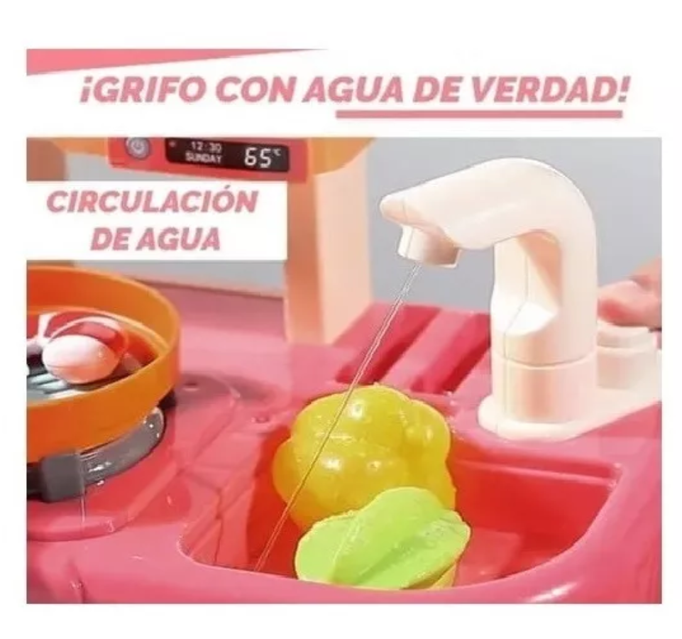 Cocina Infantil Con Función De Agua + Luces + Sonido + Vapor