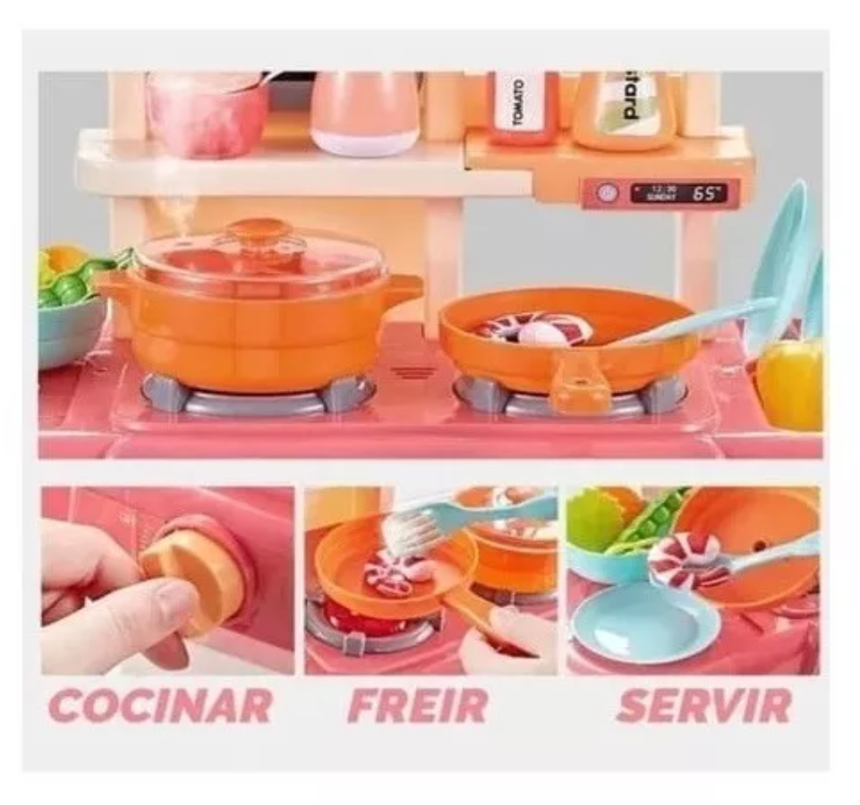 Cocina Infantil Con Función De Agua + Luces + Sonido + Vapor