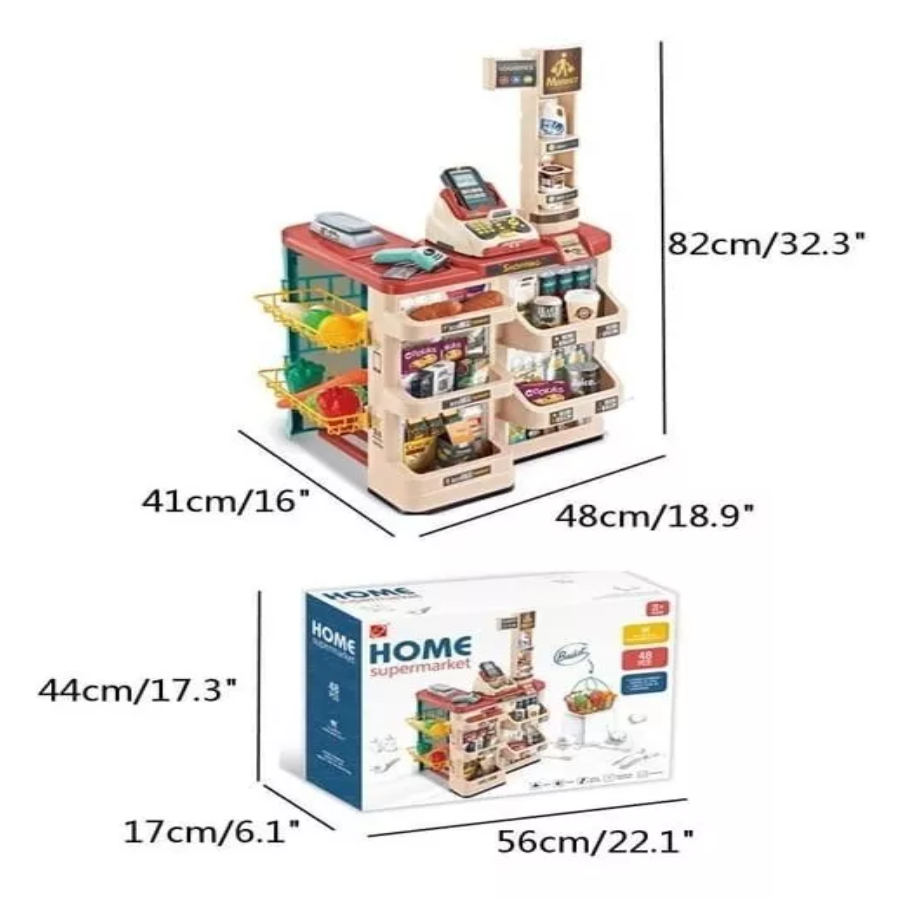 Supermercado Infantil 48 Pcs Con Canasta De Mercado