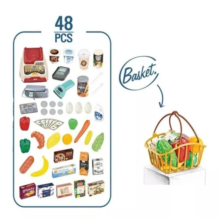 Supermercado Infantil 48 Pcs Con Canasta De Mercado