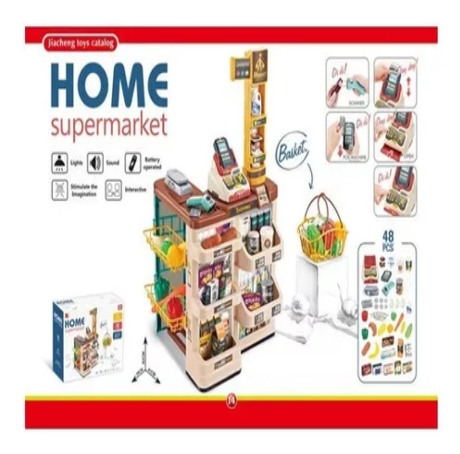 Supermercado Infantil 48 Pcs Con Canasta De Mercado