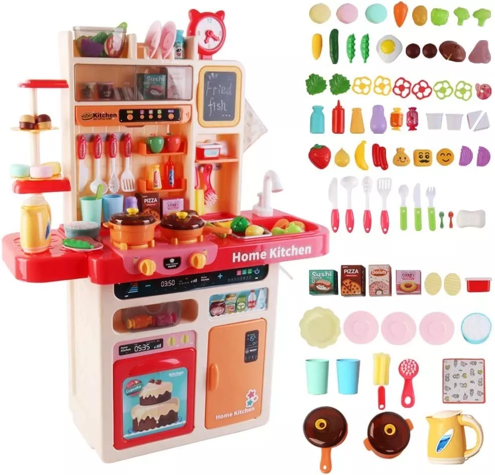 Cocina Infantil Rosa Con Luz Sonidos Nevera Horno 92 Cm