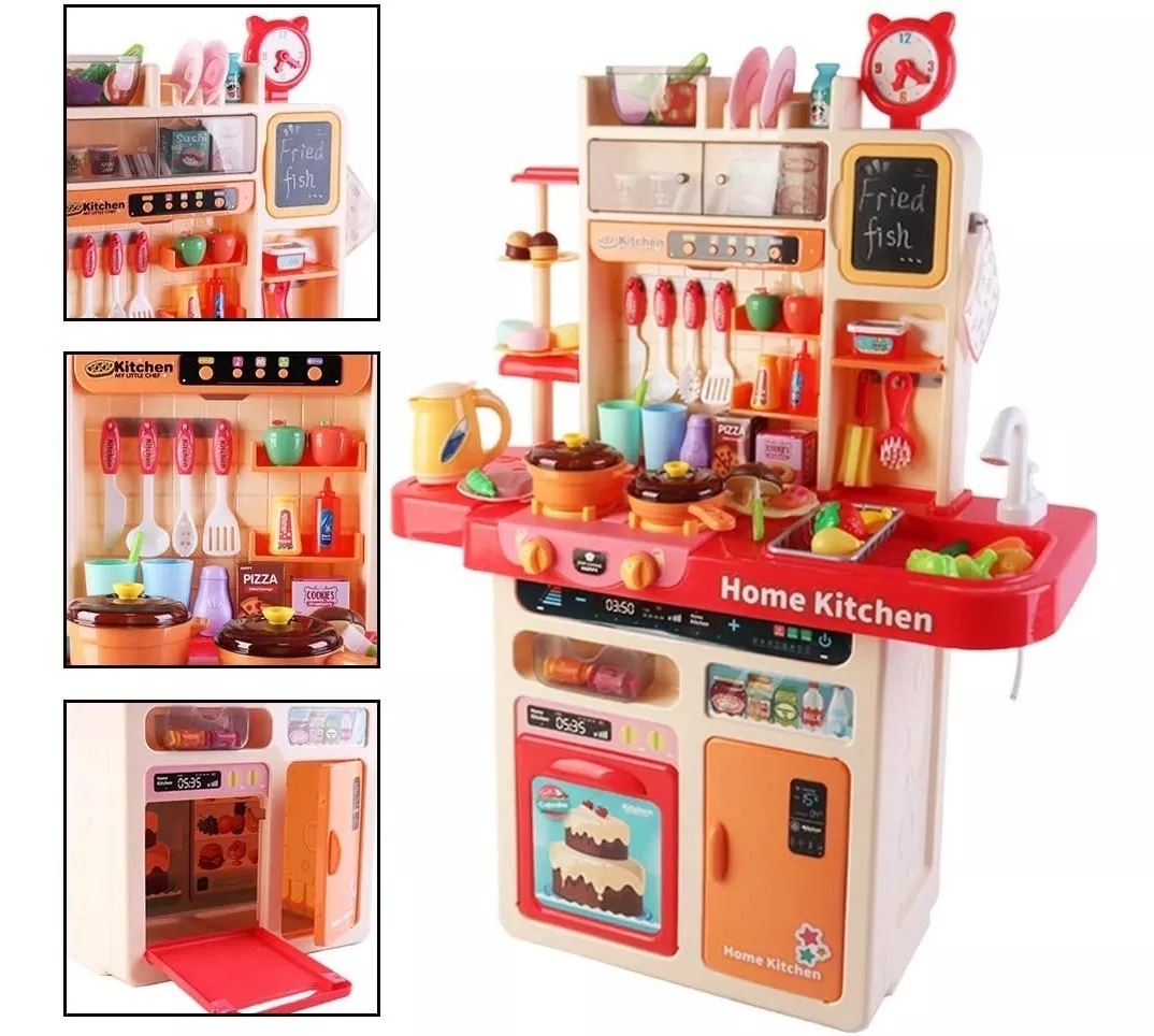Cocina Infantil Rosa Con Luz Sonidos Nevera Horno 92 Cm