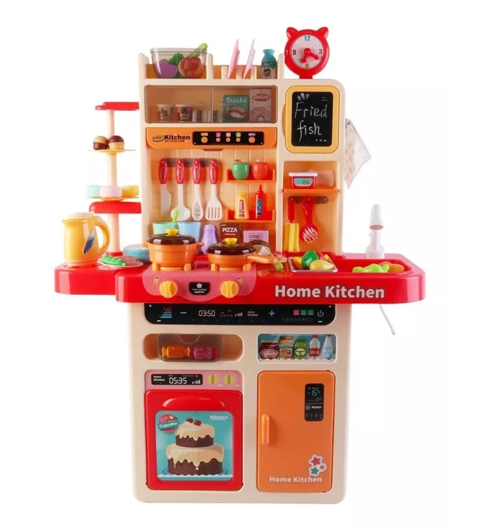 Cocina Infantil Rosa Con Luz Sonidos Nevera Horno 92 Cm