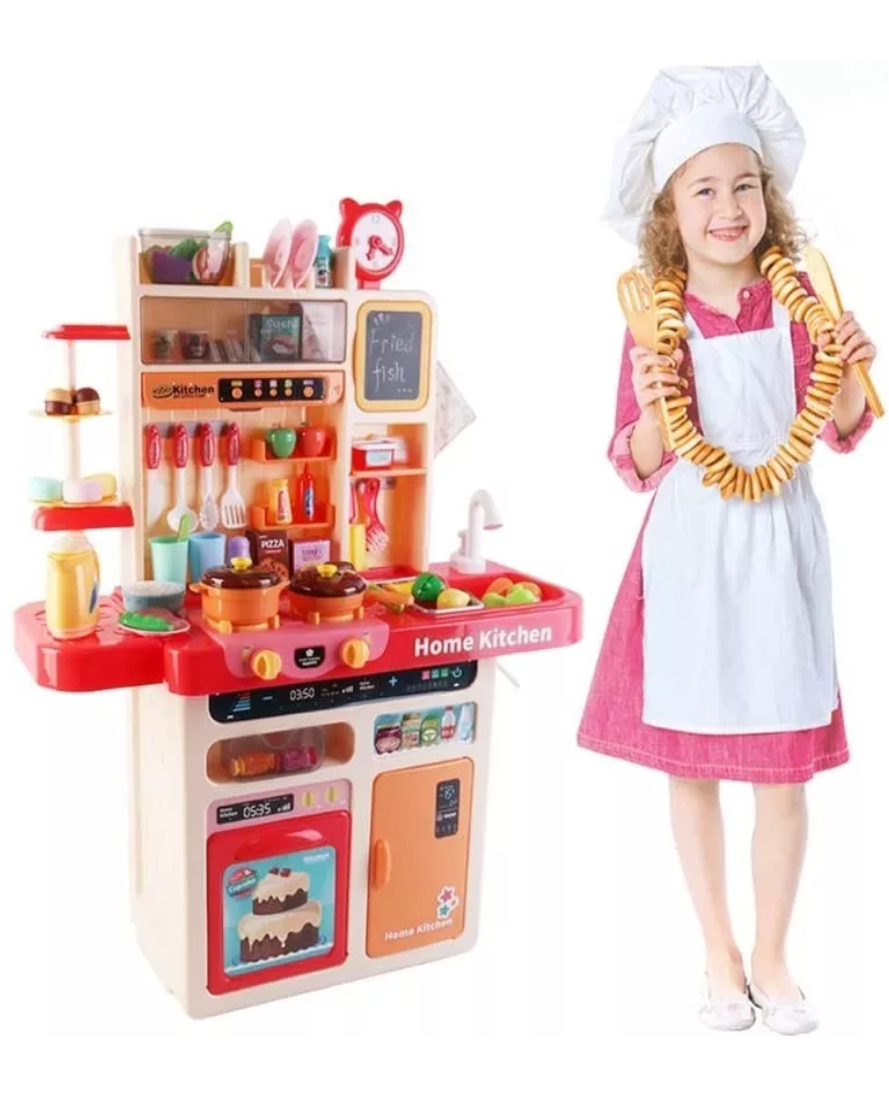 Cocina Infantil Rosa Con Luz Sonidos Nevera Horno 92 Cm