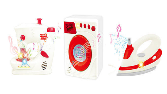 Set Infantil De Casa Lavadora + Plancha + Maquina De Coser