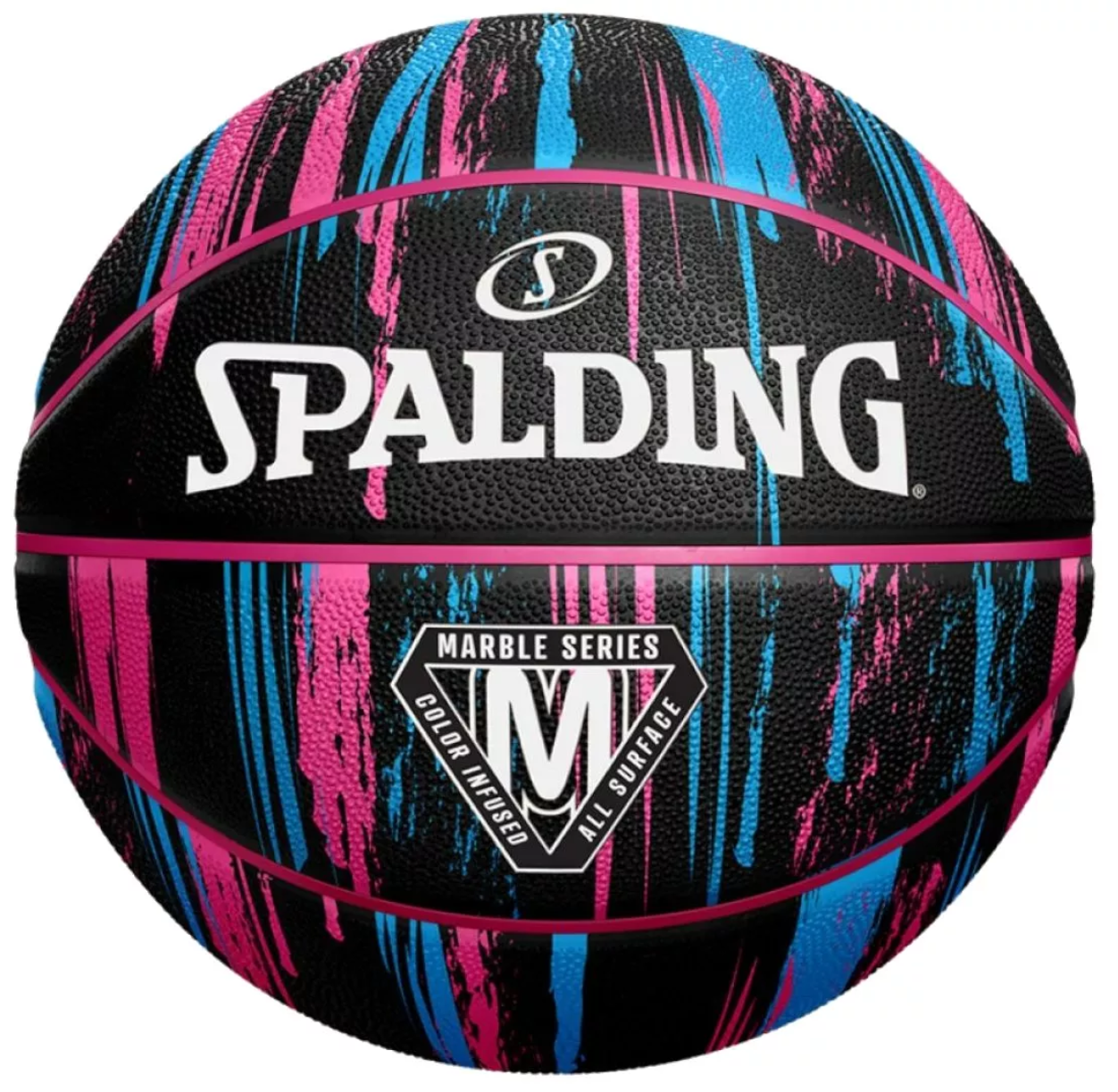 Balón Baloncesto Spalding Marble Series #6 Negro Rosa
