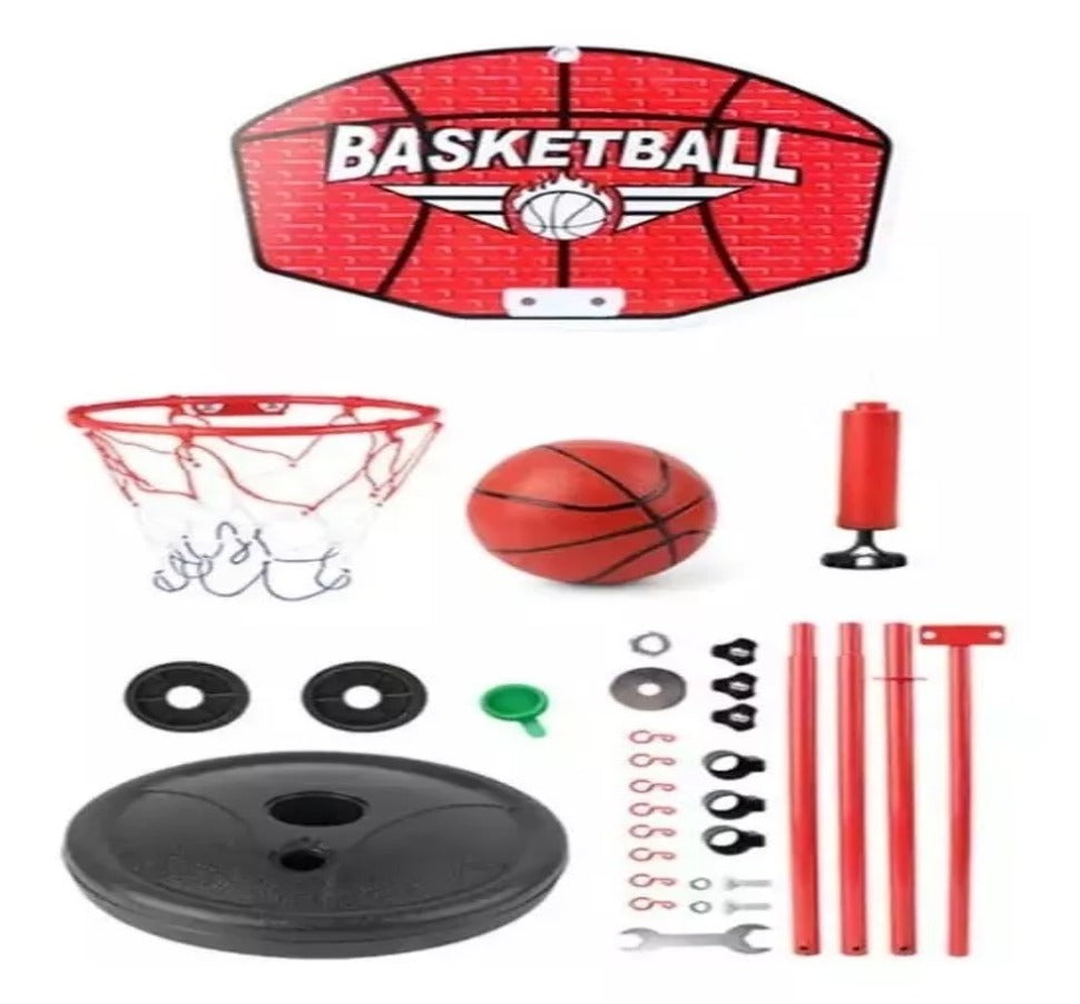 Cancha Baloncesto + Malla + Balón + Inflador Metálica