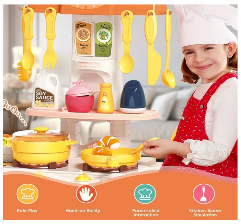Cocina Infantil 44 Pcs Luces + Sonidos
