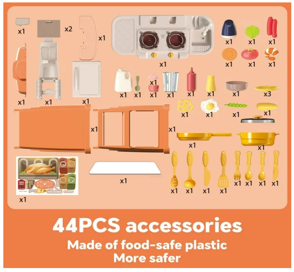 Cocina Infantil 44 Pcs Luces + Sonidos