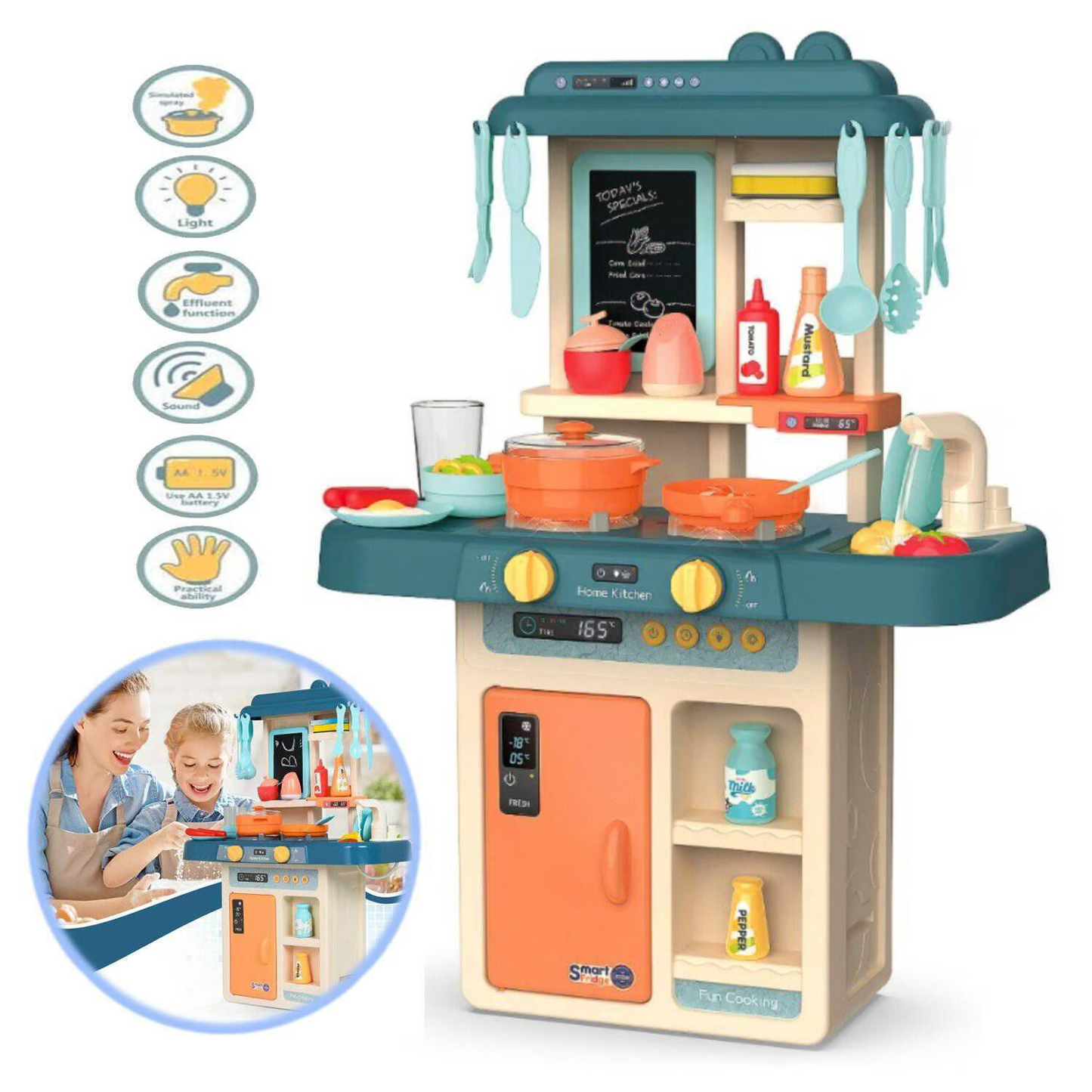 Cocina Infantil Con Función De Agua + Luces + Sonido + Vapor