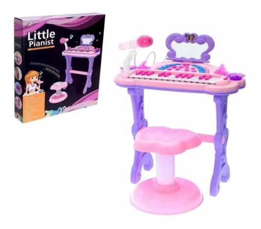 Piano Infantil Rosado Con Micrófono Mp3 Usb