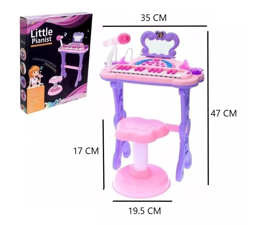 Piano Infantil Rosado Con Micrófono Mp3 Usb