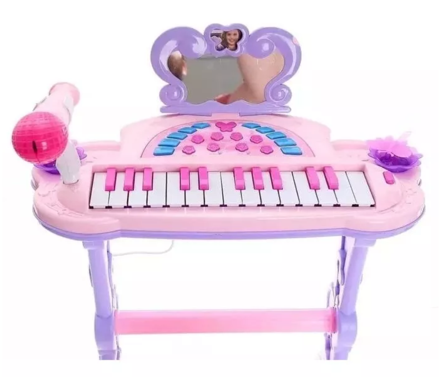 Piano Infantil Rosado Con Micrófono Mp3 Usb