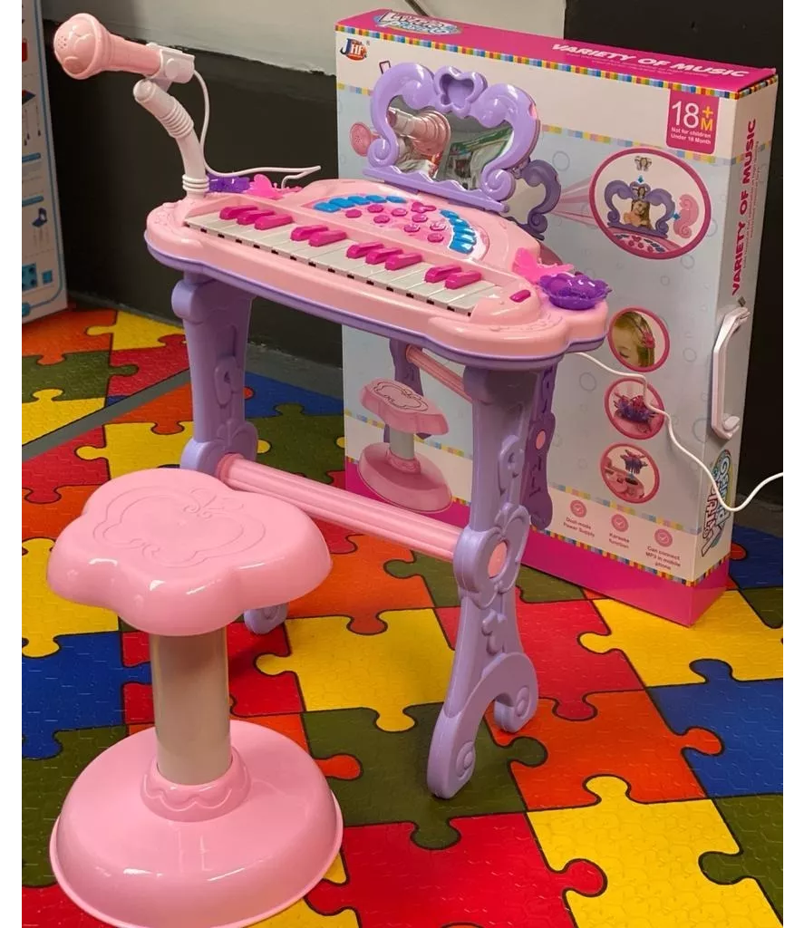 Piano Infantil Rosado Con Micrófono Mp3 Usb