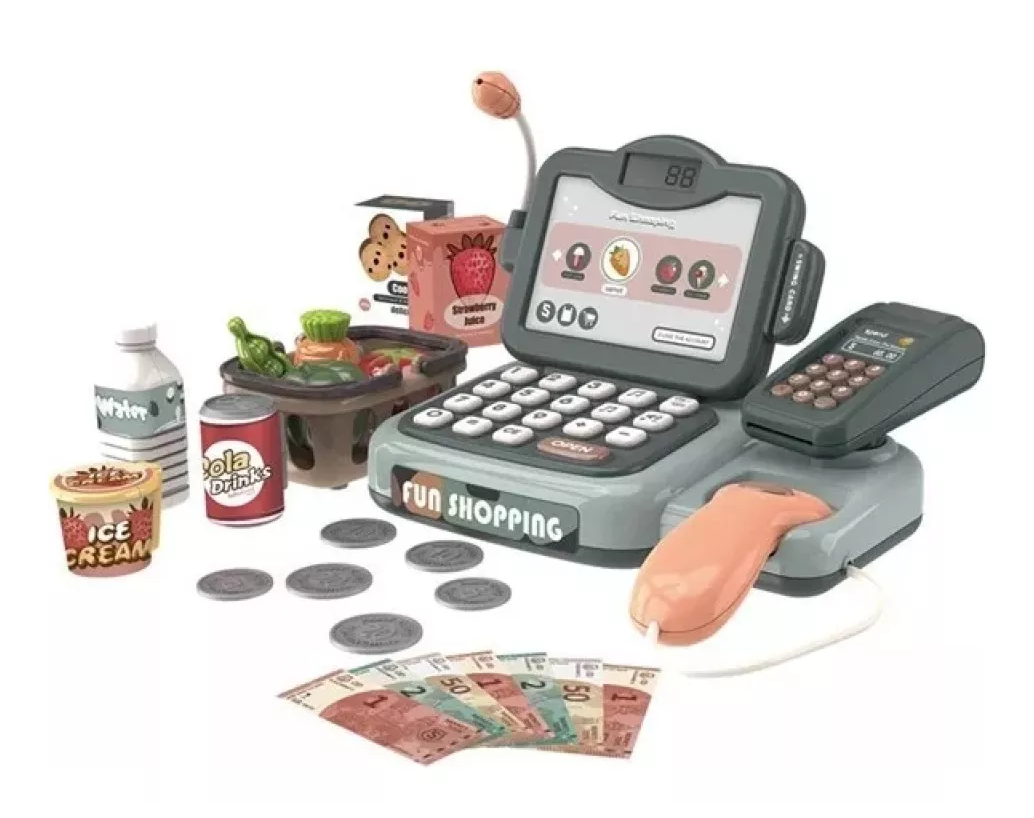 Máquina Registradora Infantil Con Lector 24 Pcs