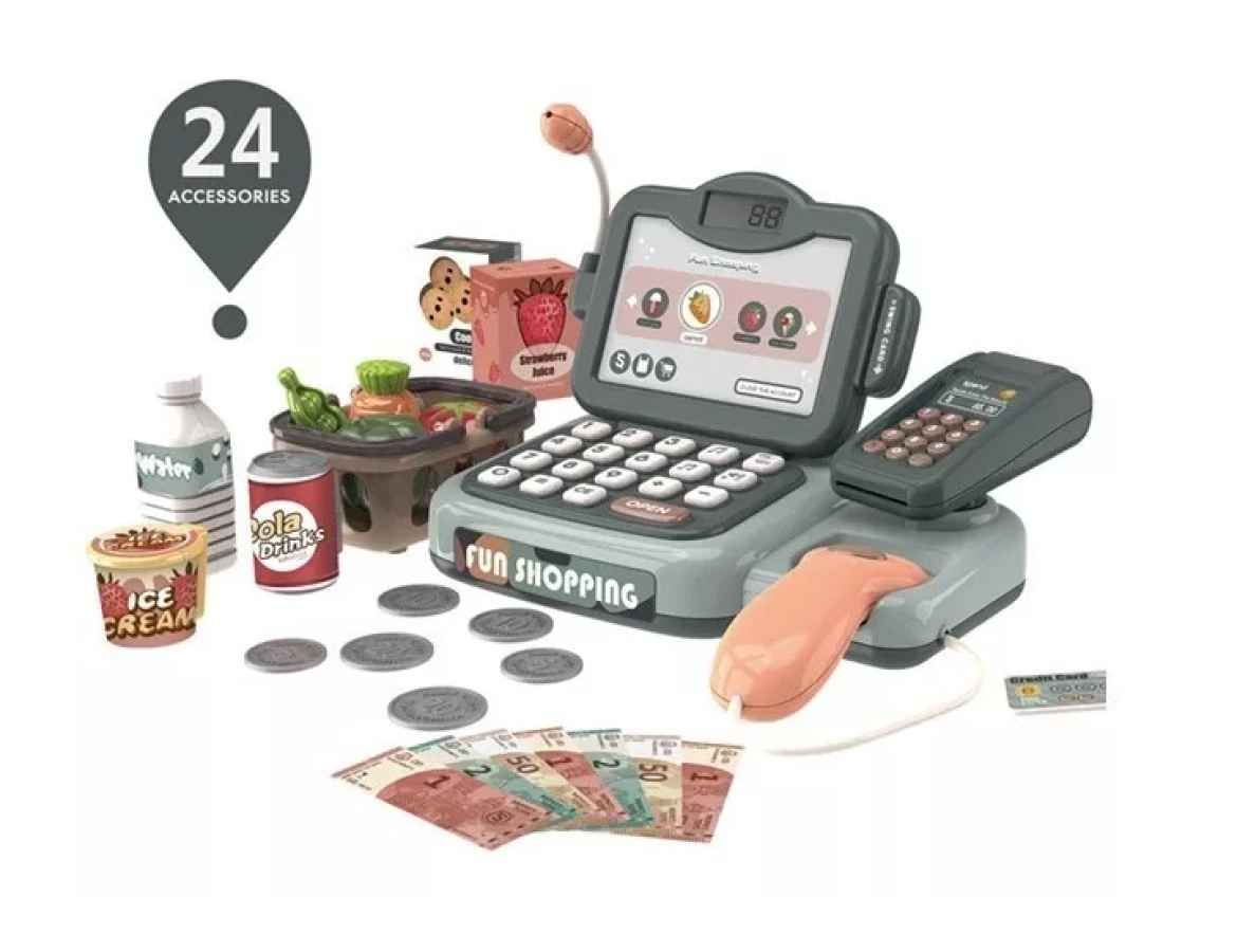 Máquina Registradora Infantil Con Lector 24 Pcs