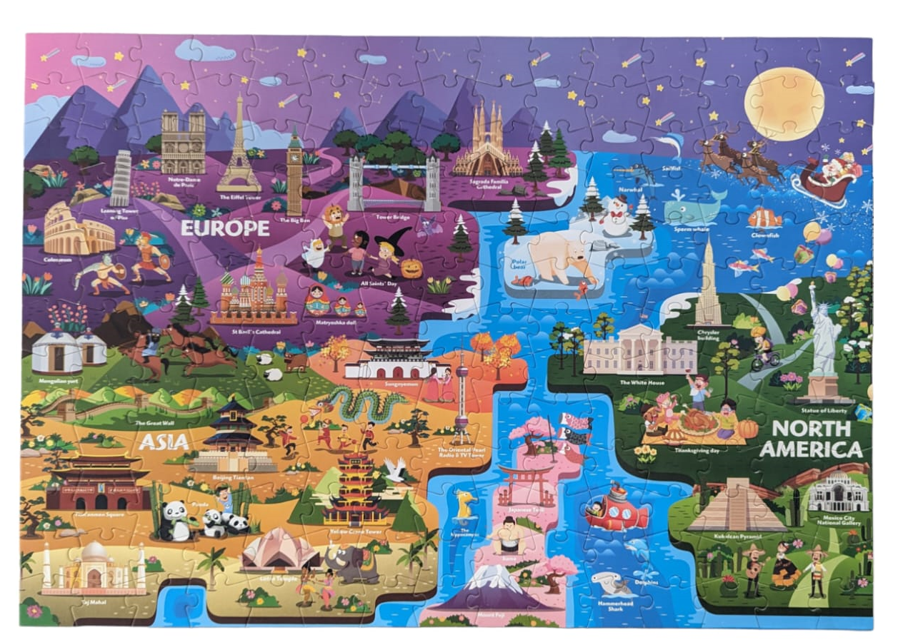 Rompecabezas Puzzle Advanced 2 En 1 Continentes 154-195 Pcs