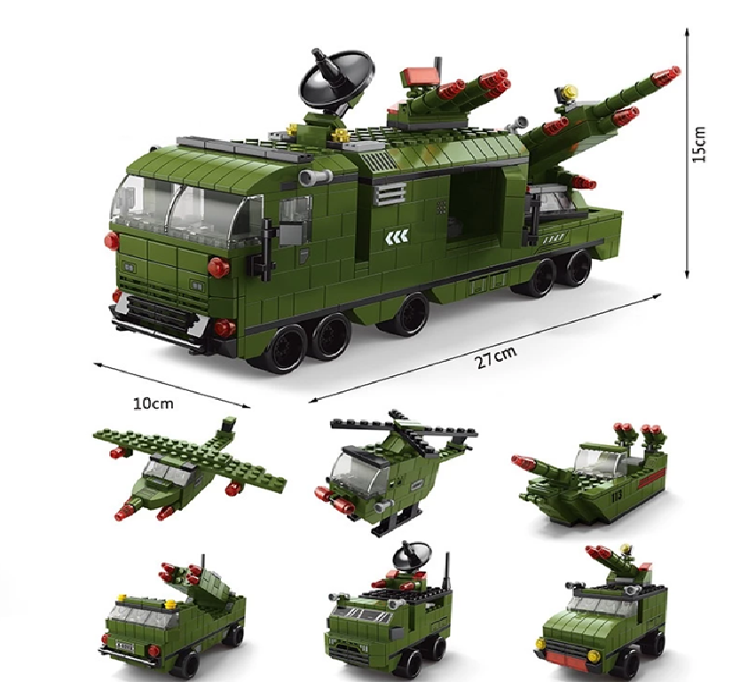 Arma Todo Bloques Para Armar 1000 Pcs Camión Ejercito