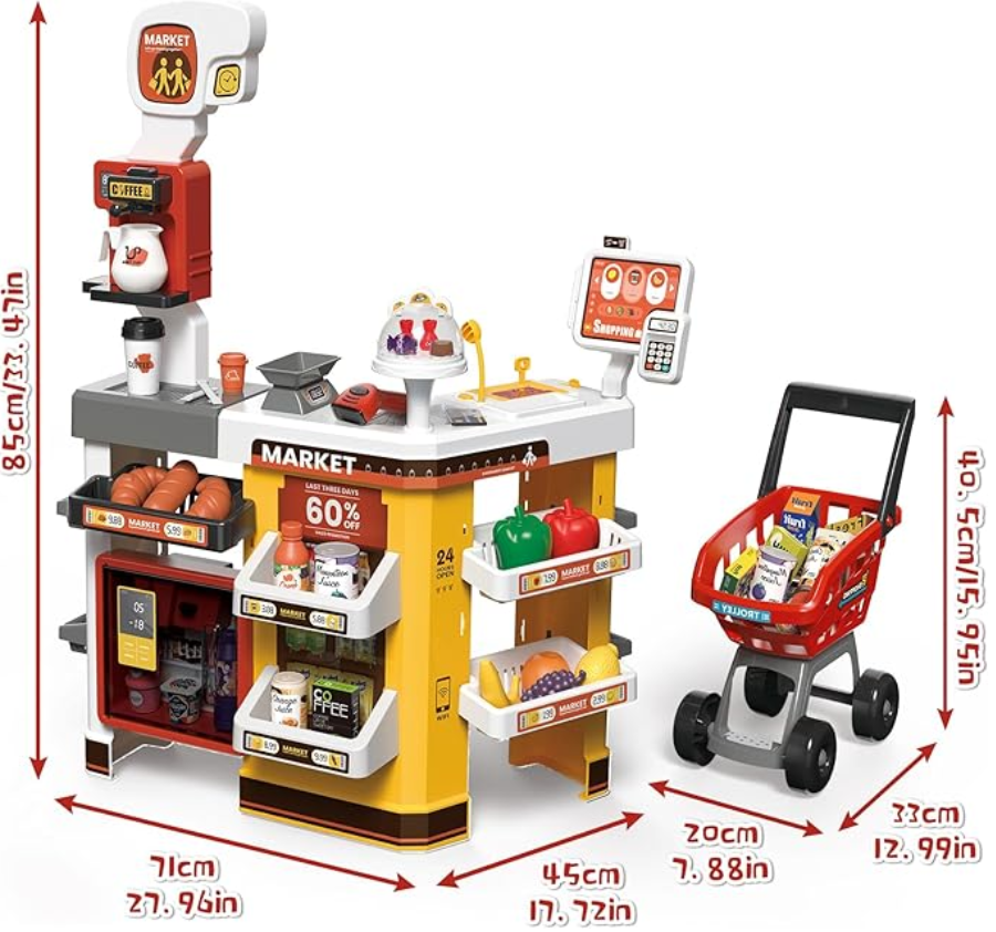 Supermercado Infantil 65 Pcs Con Carrito De Mercado