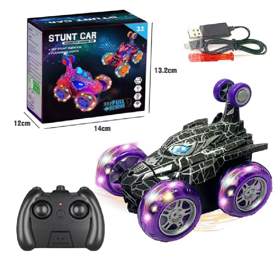 Carro Loco Infantil 360° Hombre Araña Negro Llantas Con Luz